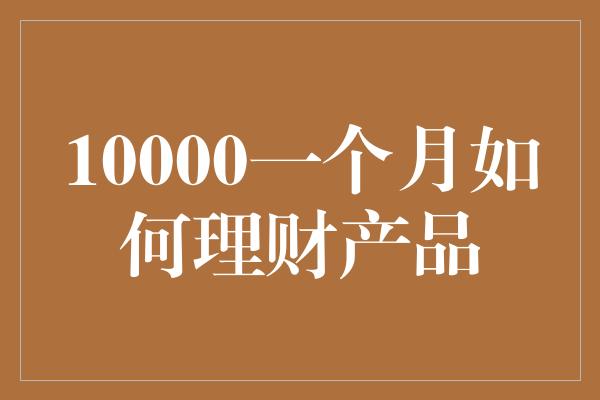 10000一个月如何理财产品