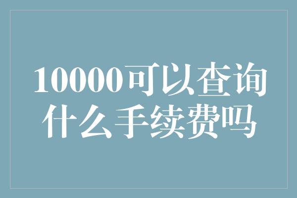 10000可以查询什么手续费吗