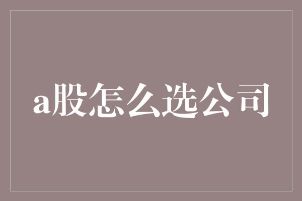 a股怎么选公司