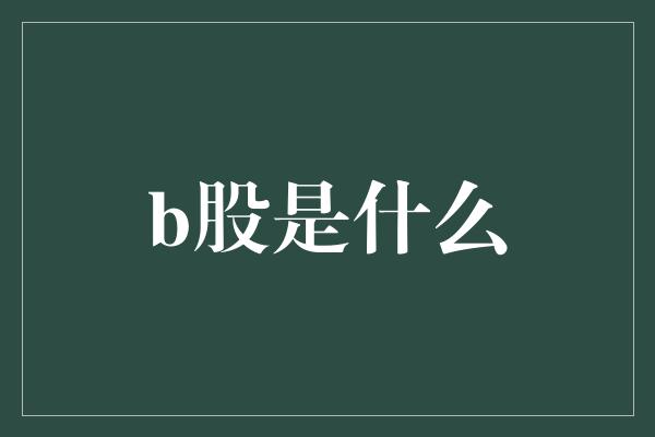 b股是什么