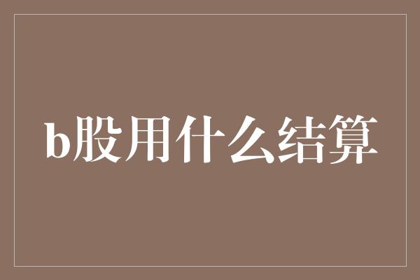 b股用什么结算