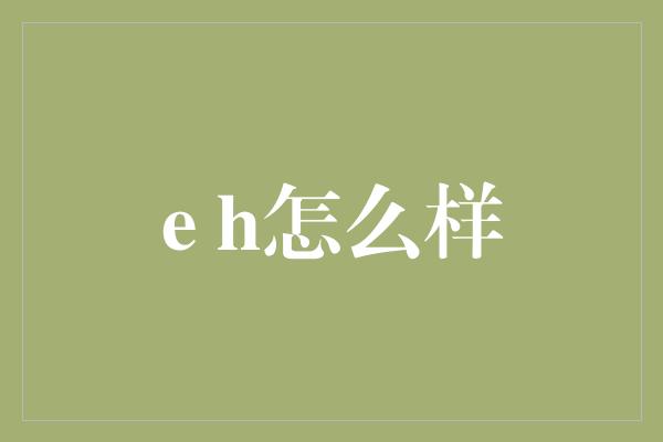 e h怎么样