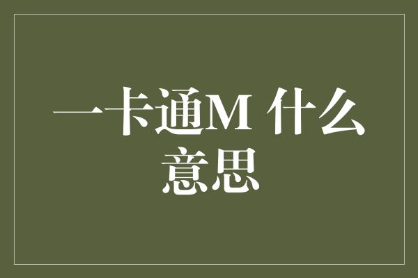 一卡通M 什么意思