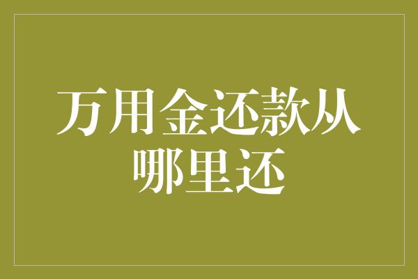 万用金还款从哪里还