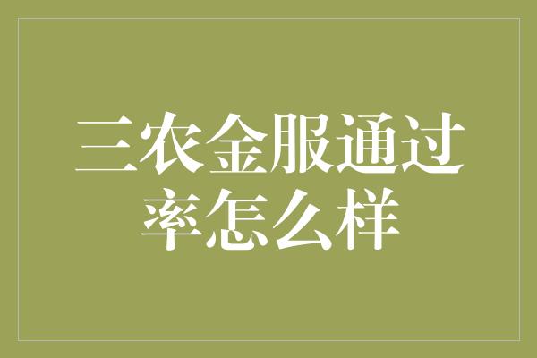 三农金服通过率怎么样