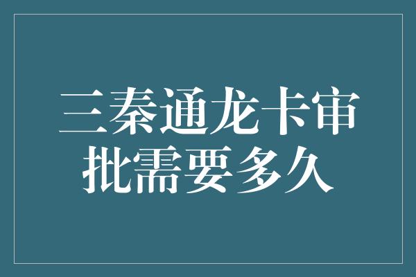 三秦通龙卡审批需要多久