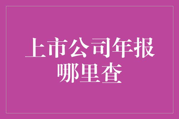 上市公司年报哪里查