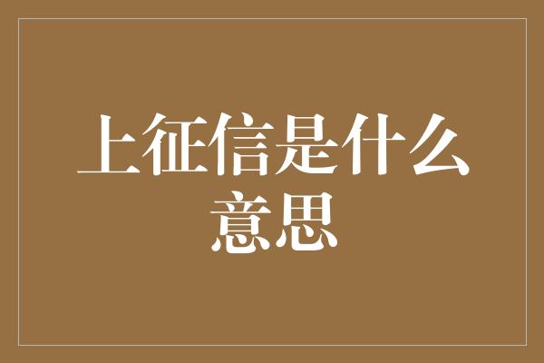 上征信是什么意思