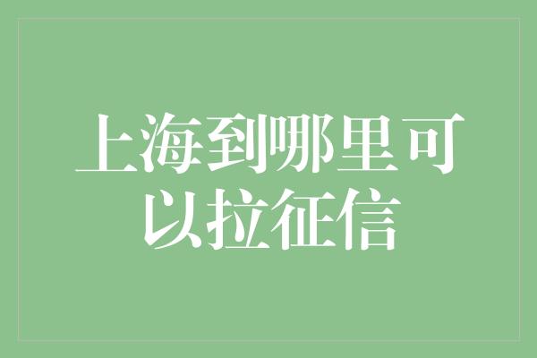 上海到哪里可以拉征信