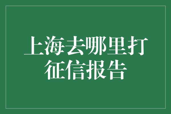 上海去哪里打征信报告