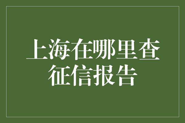 上海在哪里查征信报告