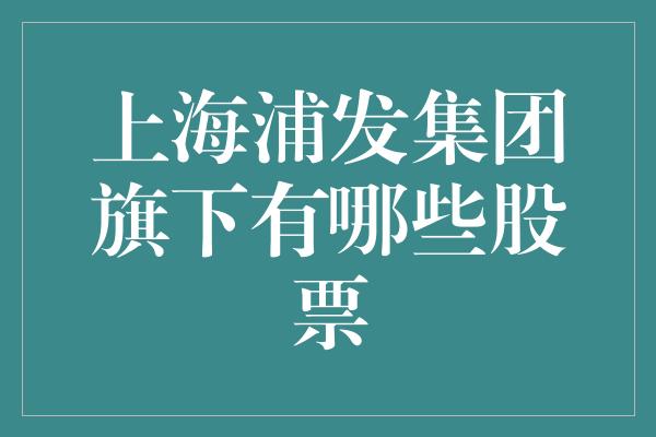 上海浦发集团旗下有哪些股票