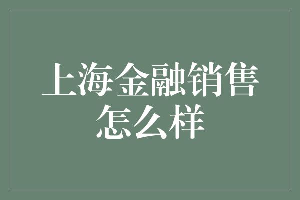 上海金融销售怎么样