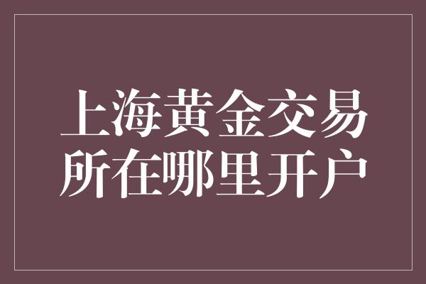 上海黄金交易所在哪里开户