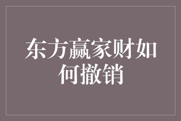 东方赢家财如何撤销