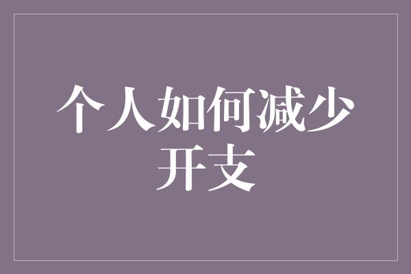 个人如何减少开支