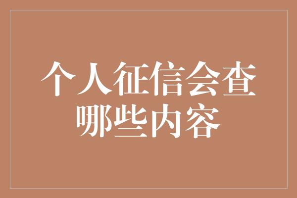 个人征信会查哪些内容