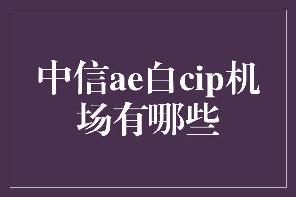 中信ae白cip机场有哪些