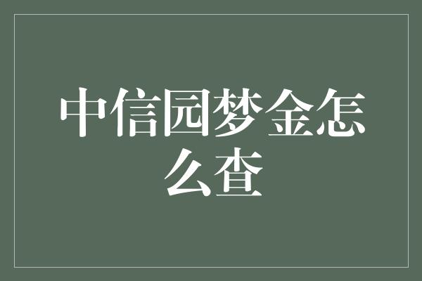 中信园梦金怎么查