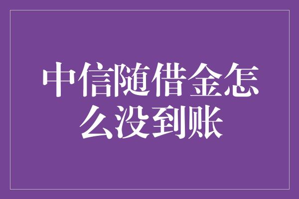 中信随借金怎么没到账