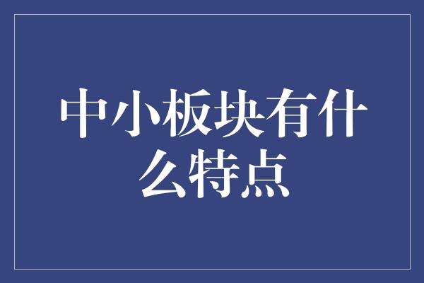 中小板块有什么特点