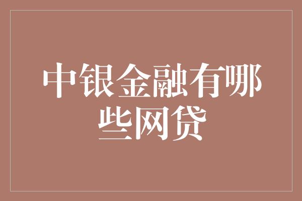 中银金融有哪些网贷