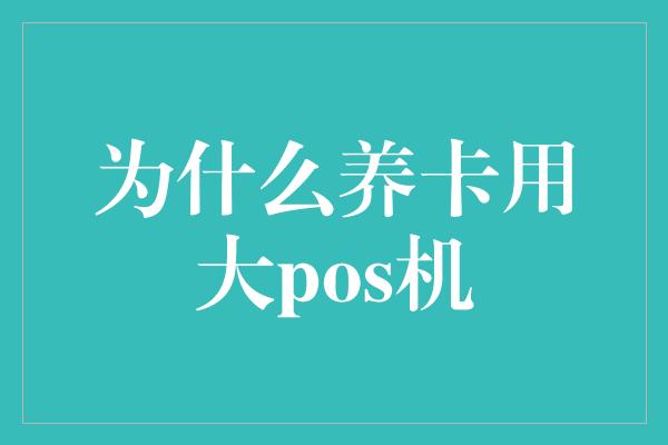 为什么养卡用大pos机