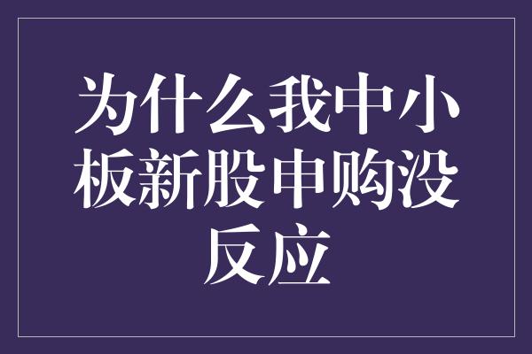 为什么我中小板新股申购没反应