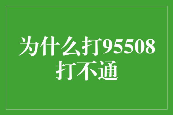 为什么打95508打不通