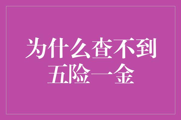 为什么查不到五险一金