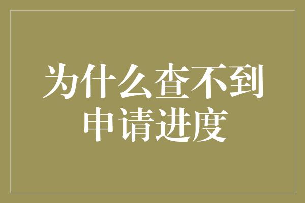 为什么查不到申请进度