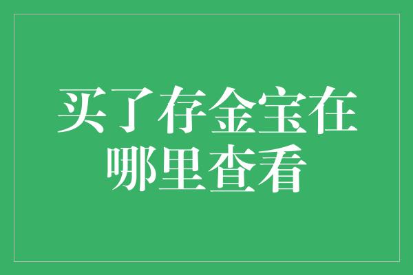 买了存金宝在哪里查看