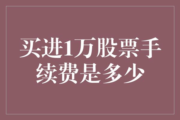 买进1万股票手续费是多少