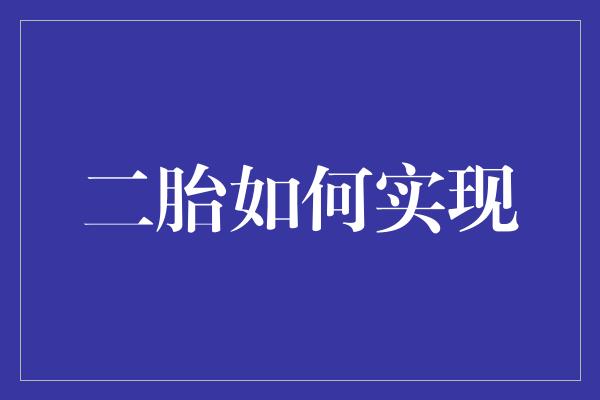 二胎如何实现