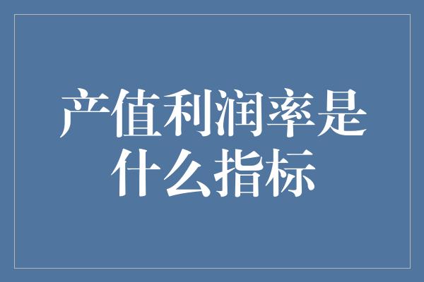 产值利润率是什么指标