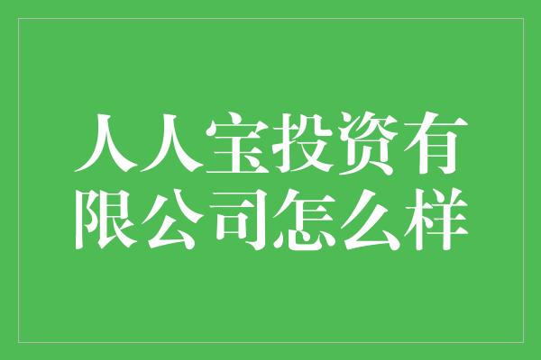 人人宝投资有限公司怎么样