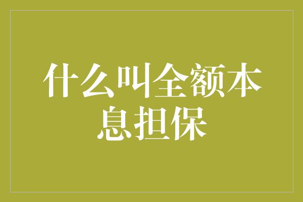 什么叫全额本息担保