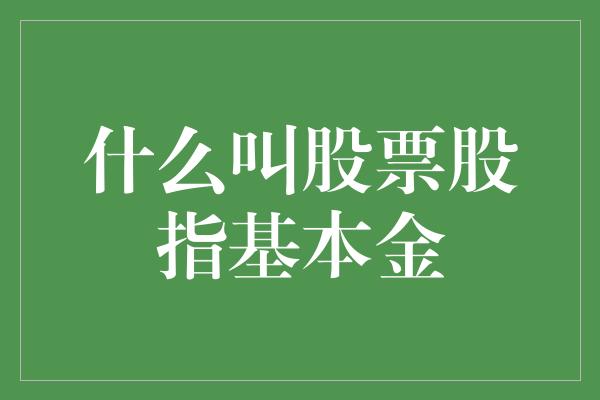 什么叫股票股指基本金