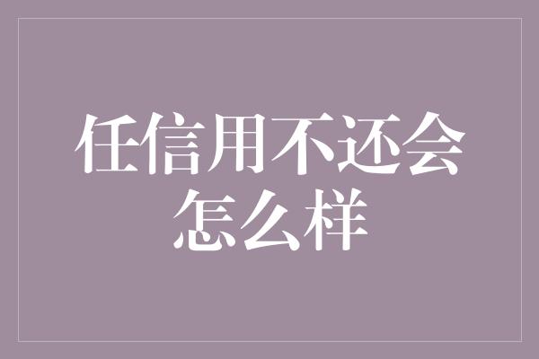 任信用不还会怎么样