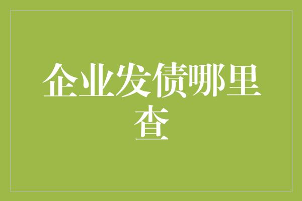 企业发债哪里查