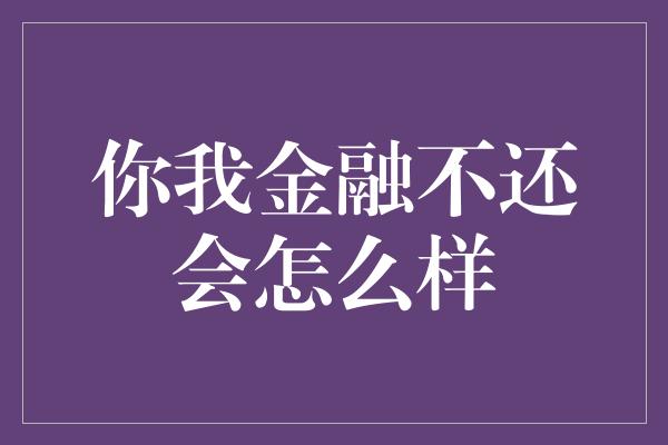 你我金融不还会怎么样