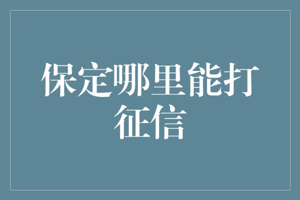 保定哪里能打征信