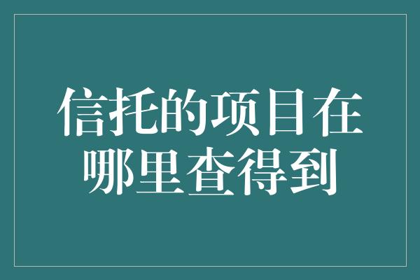 信托的项目在哪里查得到