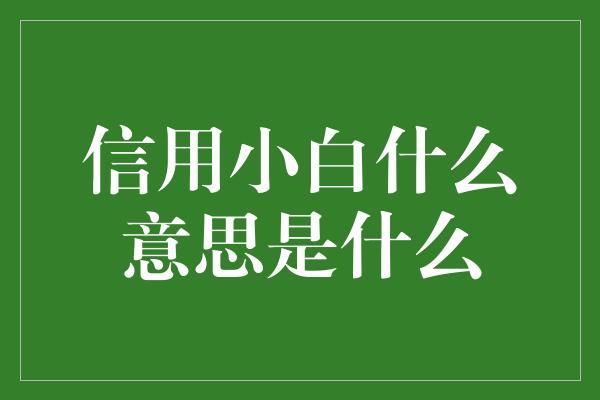 信用小白什么意思是什么