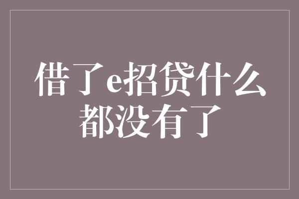 借了e招贷什么都没有了