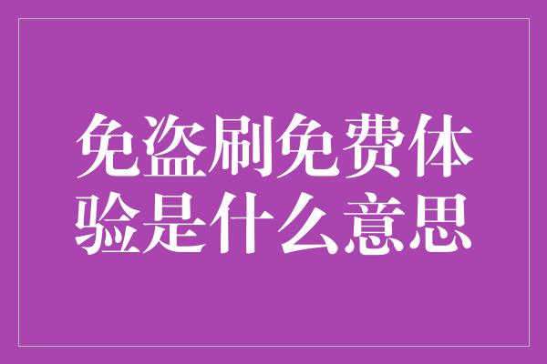 免盗刷免费体验是什么意思