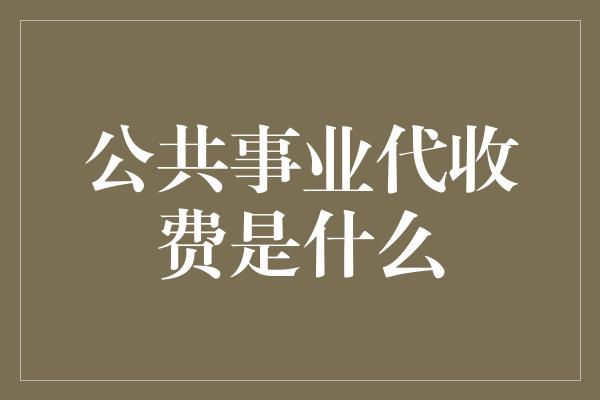 公共事业代收费是什么