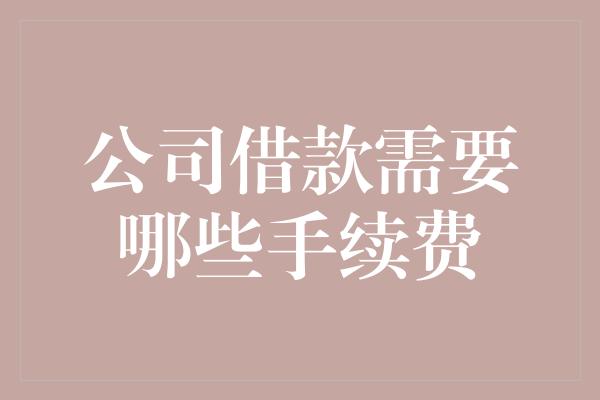 公司借款需要哪些手续费