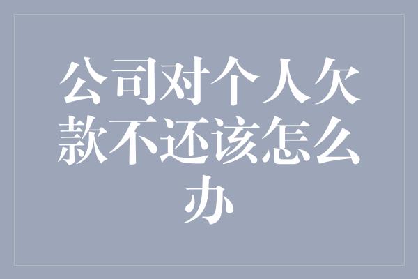 公司对个人欠款不还该怎么办