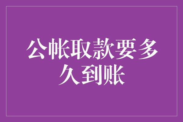 公帐取款要多久到账